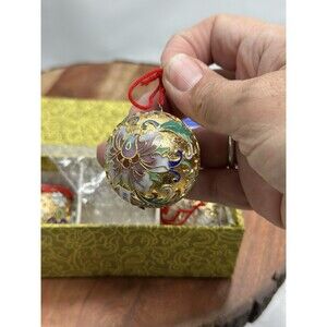Lillian Vernon Cloisonne Ball Ornament Set Of 3 New in the Box